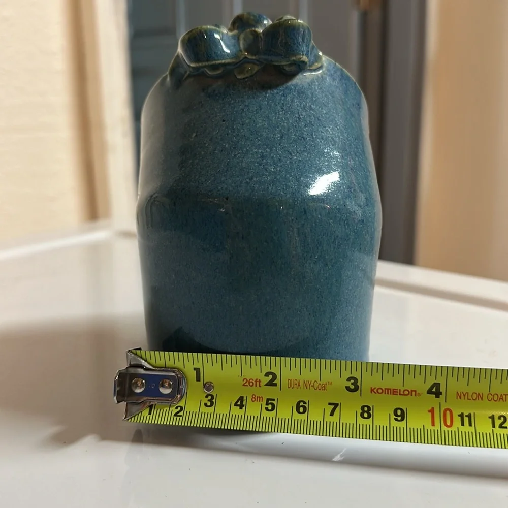 Stoneware glazed blue salt pig
